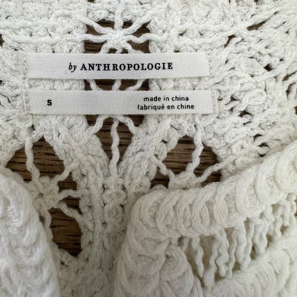 Anthropologie Open Front Crochet Lace Kimono Cropped Cardigan Jacket small - Picture 10 of 16